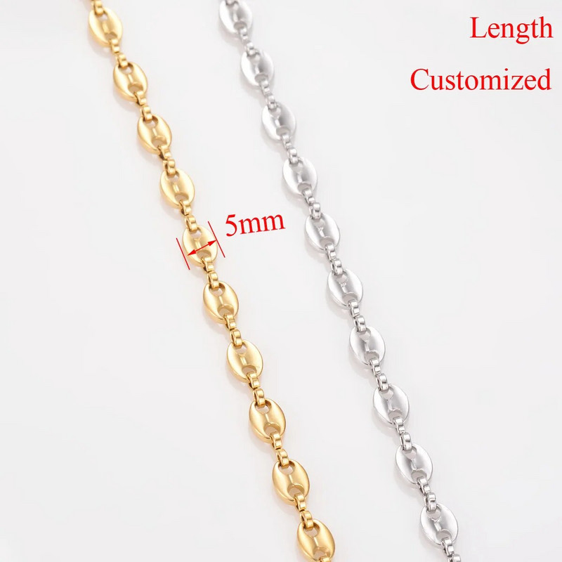 1 komad Hip-hop lančići od nehrđajućeg čelika u zrnu kave Ogrlice Lanci za svinjski nos Narukvice Punk ogrlica
