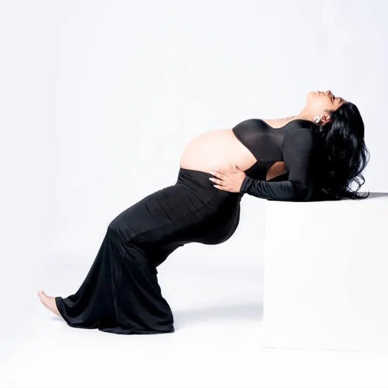 Haljine za trudničke fotografije Seksi izrezana maksi haljina bez leđa Baby Shower haljina za vjenčanje Odjeća za fotografije trudnica