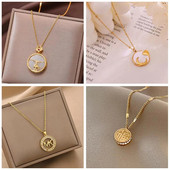 Κολιέ με ακανόνιστο οβάλ γράμμα Χρυσό χρώμα Κρεμαστό Κολιέ για Γυναικεία Προσωπικότητα Κολιέ από ανοξείδωτο ατσάλι Κομψό κόσμημα