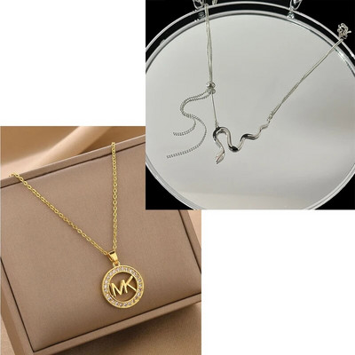 Κολιέ με ακανόνιστο οβάλ γράμμα Χρυσό χρώμα Κρεμαστό Κολιέ για Γυναικεία Προσωπικότητα Κολιέ από ανοξείδωτο ατσάλι Κομψό κόσμημα