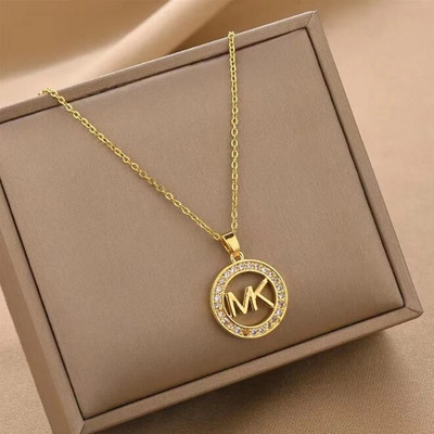 Κολιέ με ακανόνιστο οβάλ γράμμα Χρυσό χρώμα Κρεμαστό Κολιέ για Γυναικεία Προσωπικότητα Κολιέ από ανοξείδωτο ατσάλι Κομψό κόσμημα