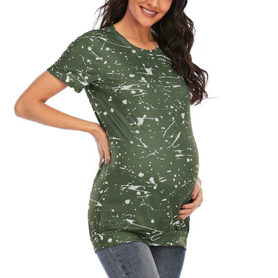 Majice za trudnice Ljetne majice s okruglim izrezom za trudnice kratkih rukava Cvjetne majice Mama Trudničke bluze Odjeća Ležerni pulover