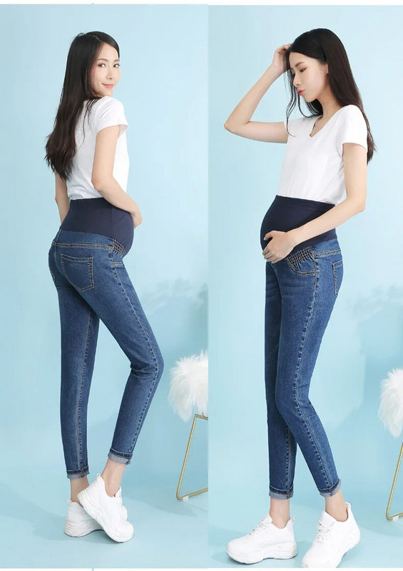 Vruće traperice za trudnice, uske traper hlače s elastičnim visokim strukom, modne uske trudničke hlače 2023.