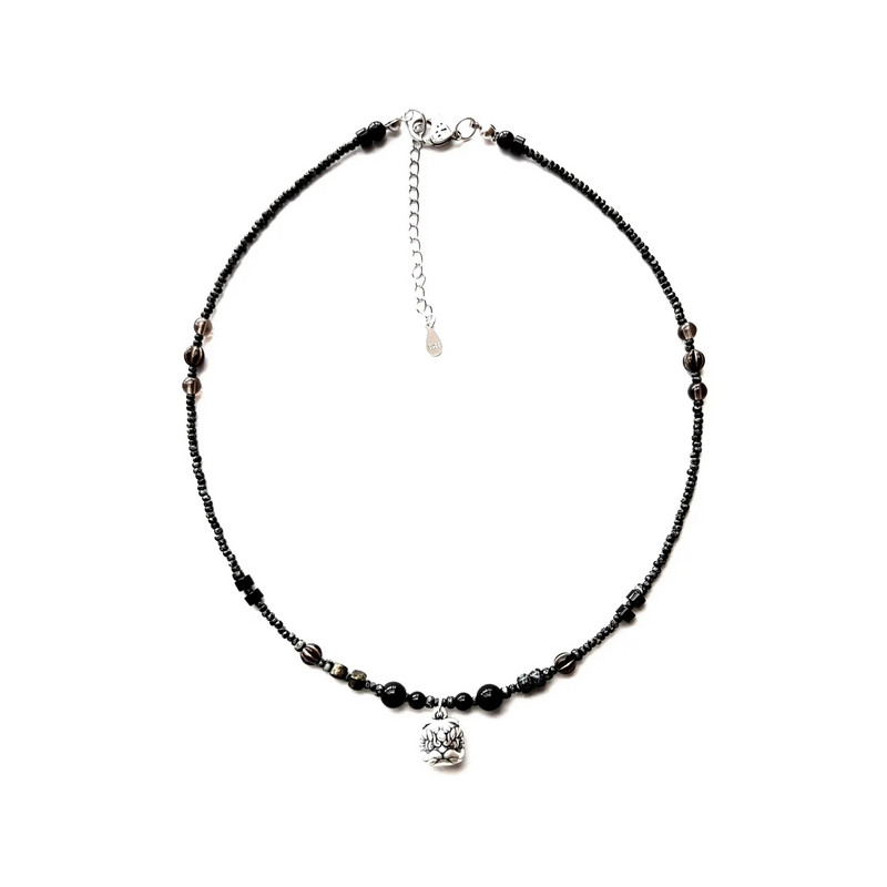 Κολιέ με χάντρες με vintage κινέζικο στυλ για γυναίκες Ανδρικά τυχερά ρούχα πανκ Ασυνήθιστες πέτρινες χάντρες Τσόκερ στον λαιμό Χάντρες