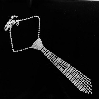 Μοντέρνα και κομψή γραβάτα Κολιέ φλας Rhinestone Long κολιέ αλυσίδα με χάντρες γυναικεία κοσμήματα μπάλας γάμου