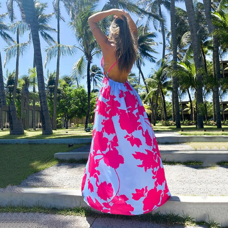 Špageti sling haljina Boemski cvjetni print duge haljine za trudnice za trudnice Maxi Party Lady Beach Maxi haljina bez rukava