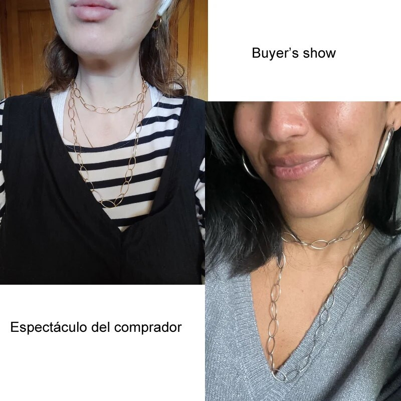 DIY Prodaja od nehrđajućeg čelika u metrima Velika ovalna ogrlica Ženski lanac s dugim O karikama srebrne/zlatne boje Ženski nakit Ogrlice