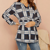 Nėščiųjų rudens ir žiemos apvalia kaklą juodai balti languoti laisvi marškinėliai nėščiosios ilgomis rankovėmis