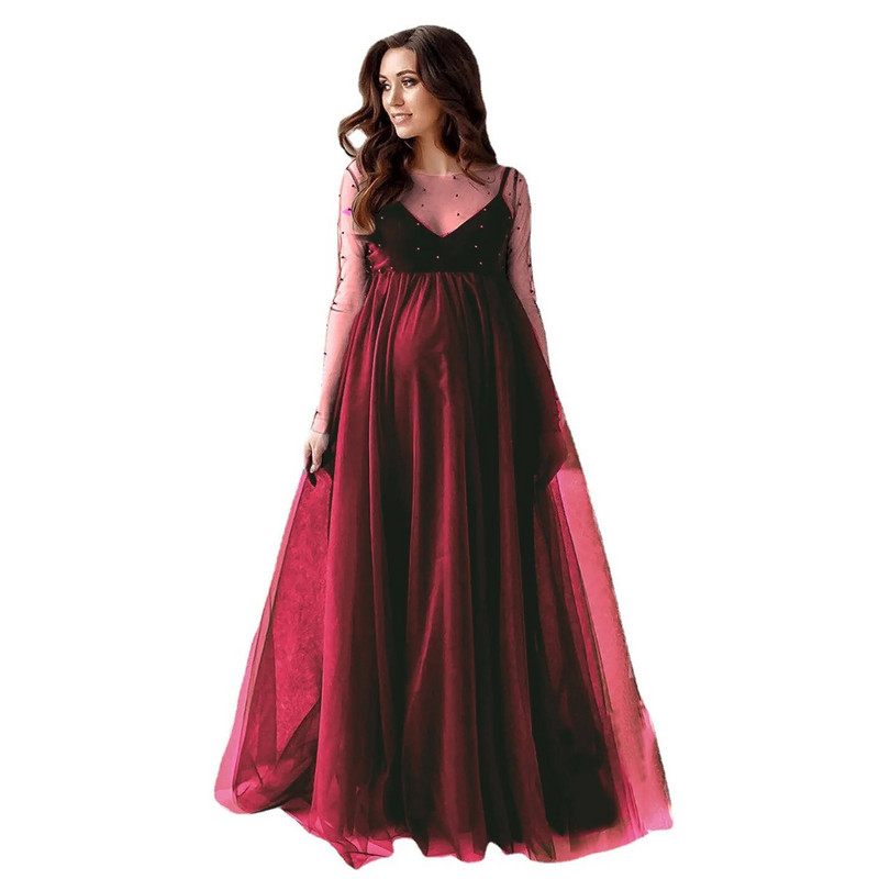 Szexi kismama ruhák fotózás hosszú terhességi fotózási kellékek baba zuhanyozáshoz, szivárvány tüll terhes nők maxi ruha