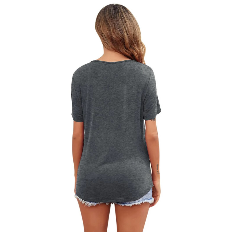 Uued rasedatele mõeldud rõivad naiste lühikeste varrukatega kaelus, ühevärviline asümmeetriline klapp, põetavad topid vabaaja T-särk rinnaga toitmiseks