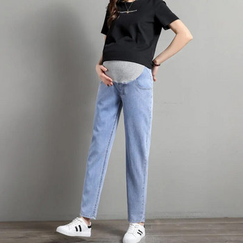 Плюс дебели панталони за бременни жени лятна мода връхни облекла дънки голям размер свободни харем прави ежедневни панталони P06071