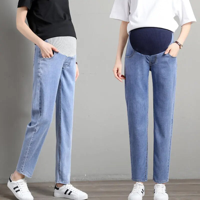 Plus debele hlače za trudnice ljetna modna vanjska odjeća traperice velike veličine široke harem ravne ležerne hlače P06071