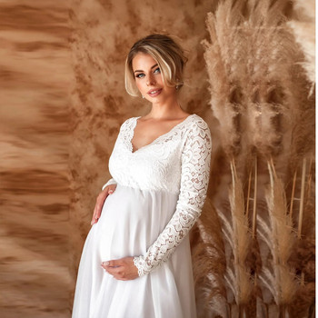 Σέξι δαντελένια φορέματα εγκυμοσύνης για ντους μωρών Φωτογραφική λήψη Μακριά, φανταχτερά μάξι φόρεμα εγκυμοσύνης Elegence Έγκυες φωτογραφικό στήριγμα