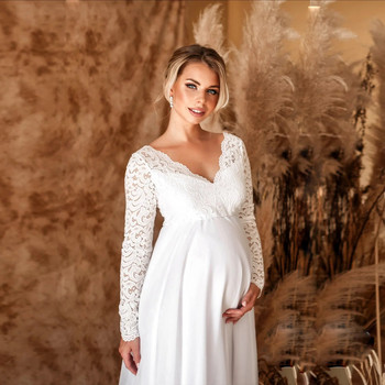 Σέξι δαντελένια φορέματα εγκυμοσύνης για ντους μωρών Φωτογραφική λήψη Μακριά, φανταχτερά μάξι φόρεμα εγκυμοσύνης Elegence Έγκυες φωτογραφικό στήριγμα