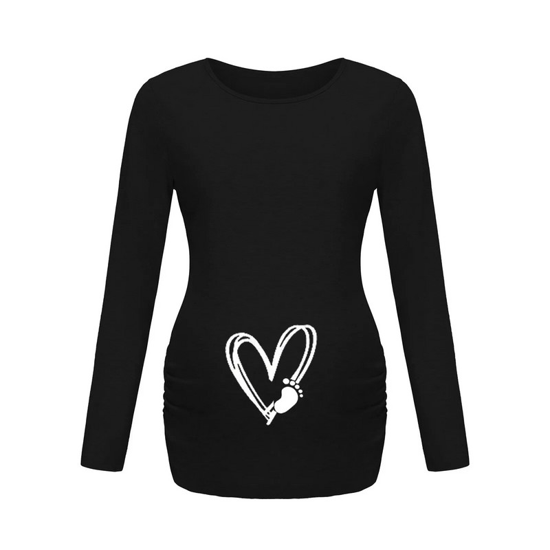 Jesenska odjeća za trudnice s printom smiješnog crtića Majice dugih rukava za trudnice velikih veličina Ženske vruće majice Odjeća za trudnice