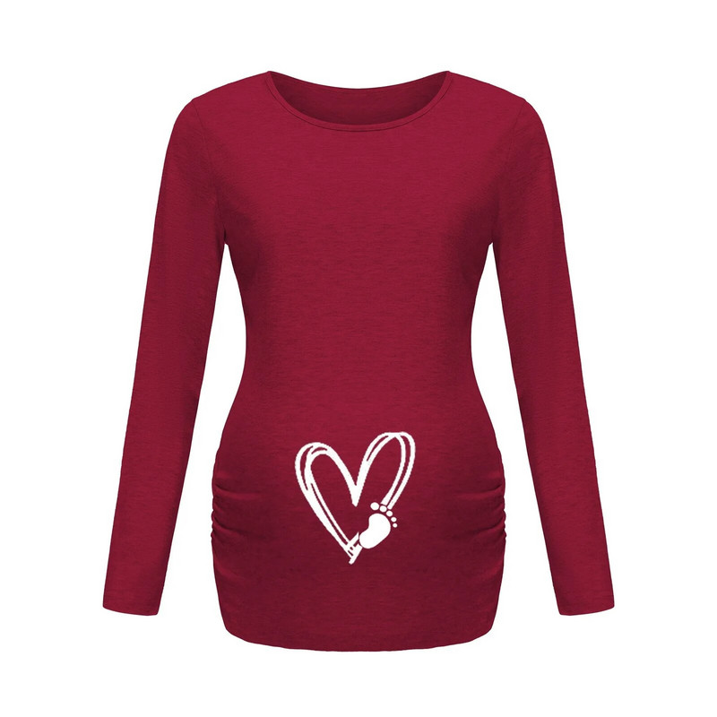 Jesenska odjeća za trudnice s printom smiješnog crtića Majice dugih rukava za trudnice velikih veličina Ženske vruće majice Odjeća za trudnice