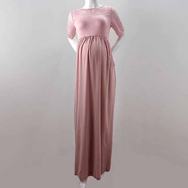 Vasarinė nėščiųjų kūdikių dušo suknelė moterims Nėščia moteris fotosesijai Nėriniai Voile Šifono pusė