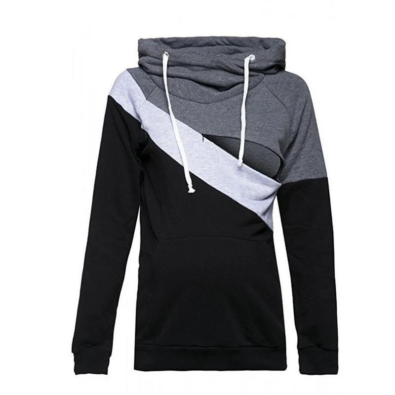 Majica s kapuljačom za trudnice Žene za dojilje Dukserica za trudnice s kapuljačom i dugim rukavima za dojenje Dukserica s kapuljačom za trudnice s dugim rukavima