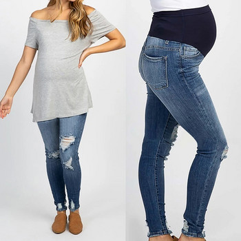Νέα καλοκαιρινή φθινοπωρινή μόδα τζιν εγκυμοσύνης ψηλή μέση κοιλιά Skinny pencil παντελόνι Ρούχα για έγκυες γυναίκες Εγκυμοσύνη