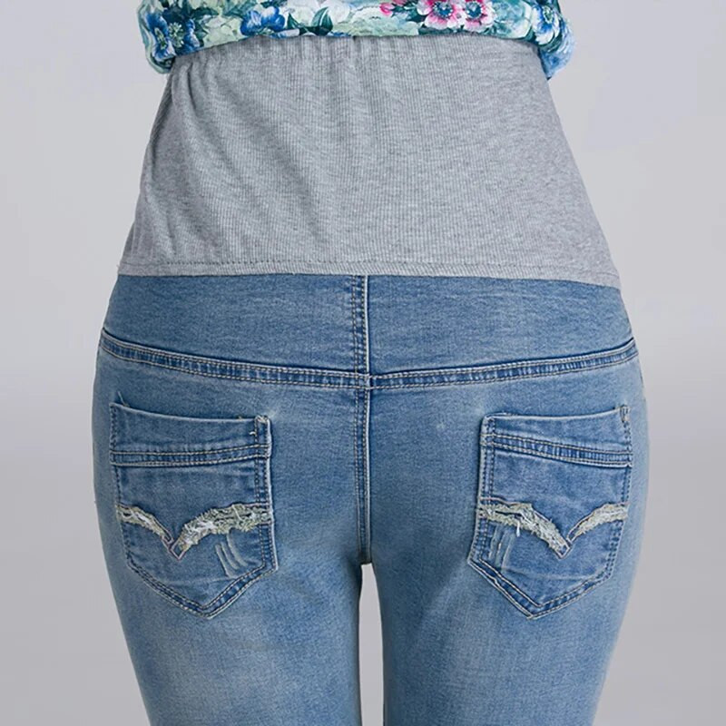 Traper trudničke duge za trudnice Odjeća za trudnice pamuk + traper odjeća kratki trbušni traperice hlače visokog struka