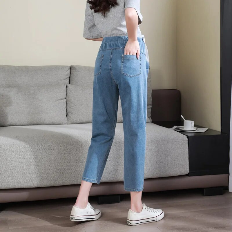 Traperice za trudnice Ljetne tanke široke ležerne hlače za trudnice Udobne traperice za trudnice