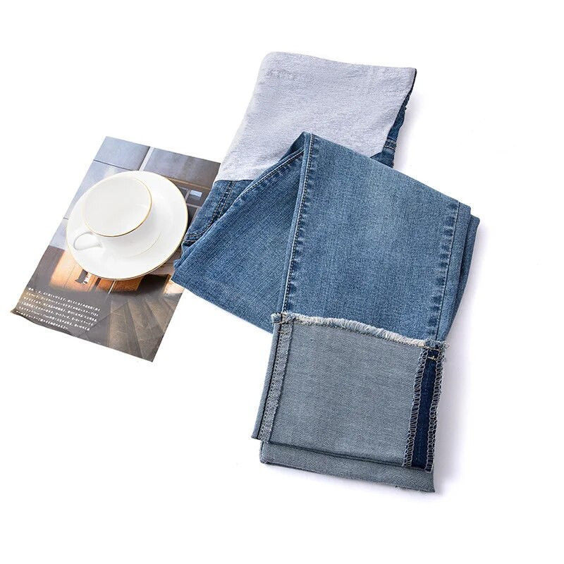 Nove proljetne i jesenske traperice za trudnice, ležerne jednobojne hlače Pamučni materijal Udobne hlače prijatne koži