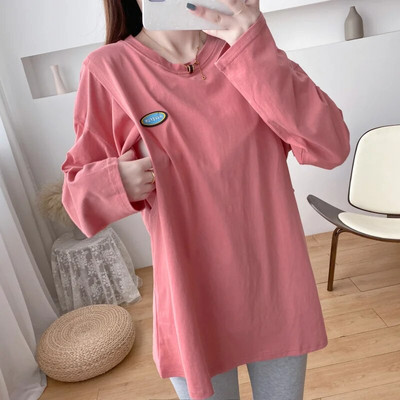 Tavaszi felső tiszta pamut hosszú ujjú terhes nőknek fehér póló szoptatós anyáknak ruhák szoptatós ruhák felső 9123