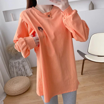 Tavaszi felső tiszta pamut hosszú ujjú terhes nőknek fehér póló szoptatós anyáknak ruhák szoptatós ruhák felső 9123