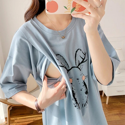 Ljetna odjeća za dojilje Majica kratkih rukava za trudnice Odjeća za trudnice kratkih rukava Pamučna majica 3909