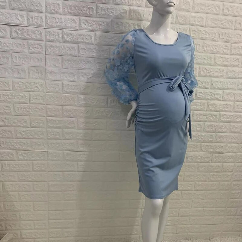 Ženske cvjetne haljine dugih rukava Rekviziti za trudničke fotografije Rastezljive duge trudničke haljine za trudničke fotografije Odjeća