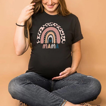 Nordic Rainbow Mama εμπριμέ μπλουζάκι έγκυο κοντομάνικο μπλουζάκι εγκυμοσύνης Ανακοίνωση εγκυμοσύνης Πουκάμισο καινούργια μαμά μπλουζάκια Ρούχα