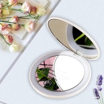 Огледало за грим Висококачествено двустранно LED козметично огледало тип C Компактно осветено LED огледало за грим