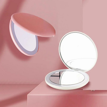 Καθρέφτης μακιγιάζ Υψηλής ποιότητας Τύπος C Καλλυντικός καθρέφτης LED διπλής όψης Συμπαγής φωτιζόμενος καθρέφτης μακιγιάζ LED