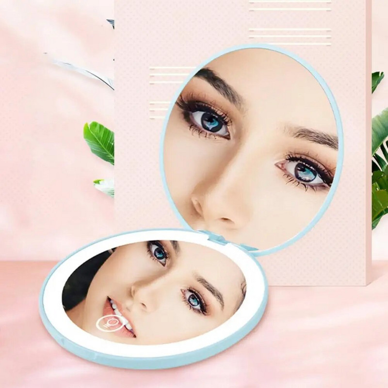 Meigipeegel Kvaliteetne C-tüüpi kahepoolne LED-kosmeetiline peegel Kompaktne valgustusega LED-meigipeegel
