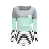 Naistele Naistele Rasedatele Rasedatele Riided Imetamise Topid Imetav Triibuline T-särk Ema Imetav pikkade varrukatega S/M/L/XL/XXL