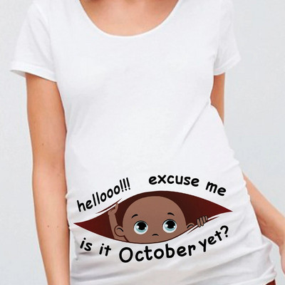 Oprostite, još je siječanj, 12 mjeseci, ljetna majica za trudnice, smiješne trudničke majice, ženske majice, crne majice s printom za bebe, gornji dijelovi odjeće za trudnice