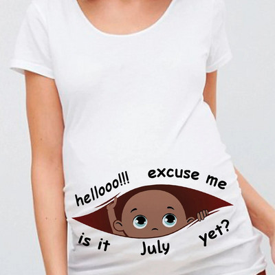Oprostite, još je siječanj, 12 mjeseci, ljetna majica za trudnice, smiješne trudničke majice, ženske majice, crne majice s printom za bebe, gornji dijelovi odjeće za trudnice