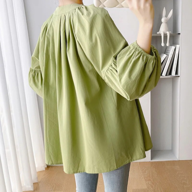 CARECODE Kokvilnas lina grūtnieču blūzes pavasara ikdienas topi ar garām piedurknēm brīvi liela izmēra krekli grūtniecēm grūtniecēm Apģērbs