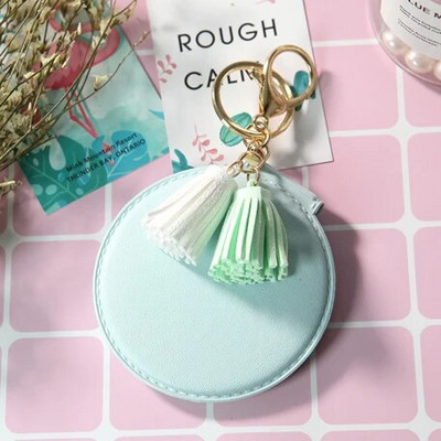 Prijenosno mini džepno kozmetičko kozmetičko ogledalo za šminkanje, sklopivo kompaktno ogledalo, darovi za zabavu, kožni privjesak za ključeve, držač za ključeve