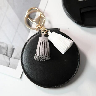 Prijenosno mini džepno kozmetičko kozmetičko ogledalo za šminkanje, sklopivo kompaktno ogledalo, darovi za zabavu, kožni privjesak za ključeve, držač za ključeve