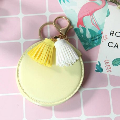 Prijenosno mini džepno kozmetičko kozmetičko ogledalo za šminkanje, sklopivo kompaktno ogledalo, darovi za zabavu, kožni privjesak za ključeve, držač za ključeve