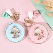 Mini džepno kozmetičko ogledalo za šminkanje od modne PU kože, dvostrano sklopivo, slatka opalna lisica, božićni darovi, ženski privjesak za ključeve