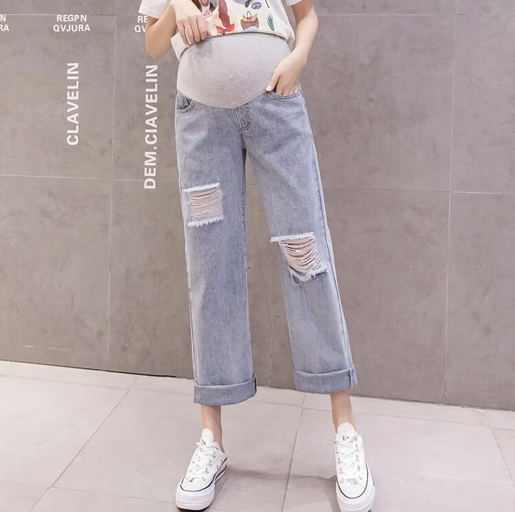 Farmer Női Őszi divat Kismama Farmer Magas derekú Has Vékony ceruzanadrágok Ruhák terhes nőknek Terhesség