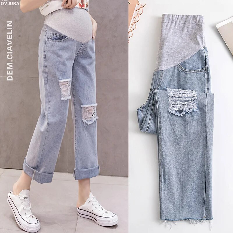 Farmer Női Őszi divat Kismama Farmer Magas derekú Has Vékony ceruzanadrágok Ruhák terhes nőknek Terhesség