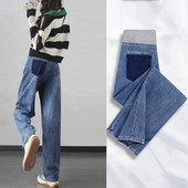 Vintgae Washed Maternity Jeans Elastic Waist Belly Loose Denim Pants Trudnička odjeća za trudnice Hlače visokog struka