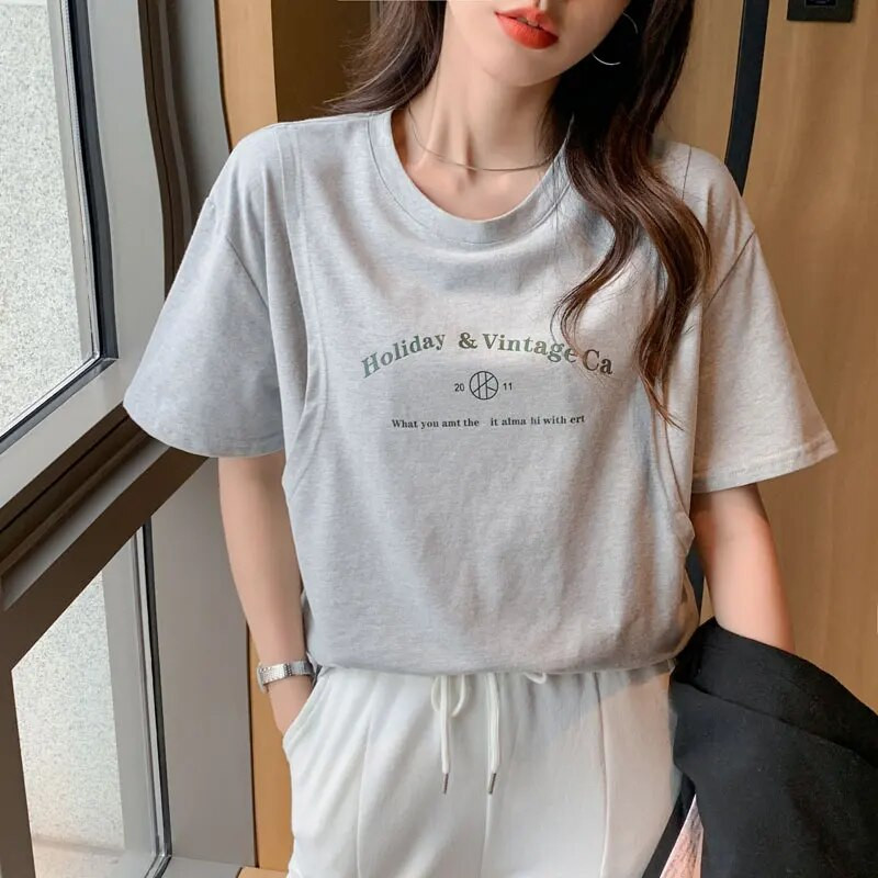 Summer Clothes For Pregnant Youth Ανοιχτό T-shirt For Nursing Mothers Maternity Clothes 19085