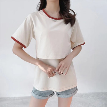 Καλοκαιρινά ρούχα θηλασμού μπλουζάκι για έγκυες μονόχρωμα χαλαρά casual ρούχα εγκυμοσύνης 2209