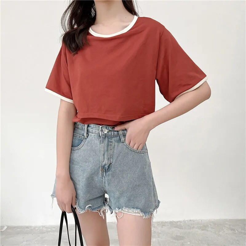 Ljetna odjeća za dojenje Majica kratkih rukava za trudnice Jednobojna široka ležerna odjeća za trudnice 2209