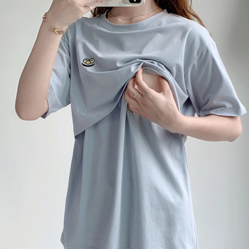Облекло от чист памук за бременност и раждане Тениска за кърмене за бременни жени Летни дрехи за бременни 2101