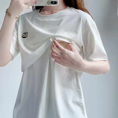 Odjeća za trudnice i porod od čistog pamuka, majica kratkih rukava za dojenje, za trudnice, ljetna odjeća za trudnice 2101